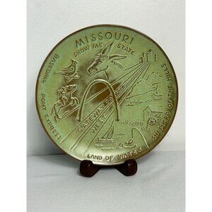 Vintage Frankoma Pottery Missouri Collectible 8" Plate In Green